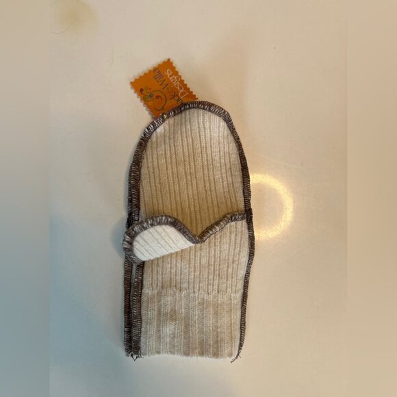 Handmade Recycled Wool Mittens in Yellow and Pink Size Small - Picture 5 of 6